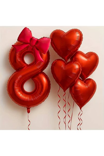 Choice مجموعة بالونات فويل على شكل قلب أحمر مقاس 32 بوصة، رقم 32، HG9170-8، 6...