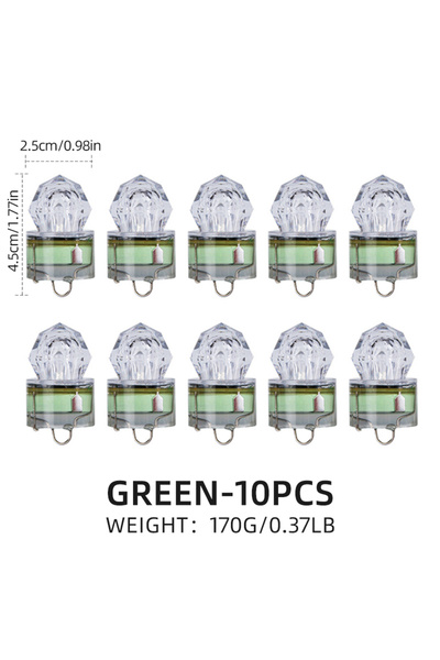 Choice Green-10pcs ShareShark 10pcs/bag LED Fishing Lights Underwater Deep Th...