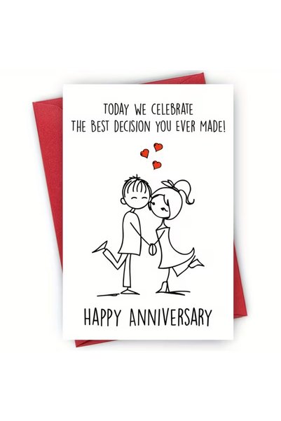 Choice 1 set Card and envelope Humorous Happy Anniversary Card, "Best Decisio...