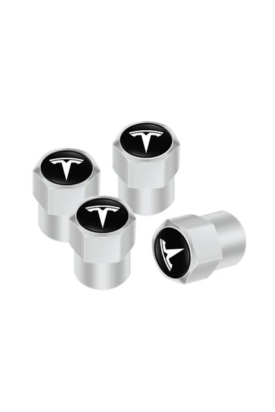 TESLA black 4pcs Car Logo Tire Valve Caps Accessories For Model 3 Y S X Cyber...