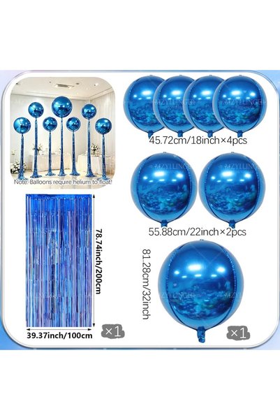 Choice Other blue 4D Balloon 8pcs Blue 4D Balloon Rain Curtain Set, Blue 4D F...