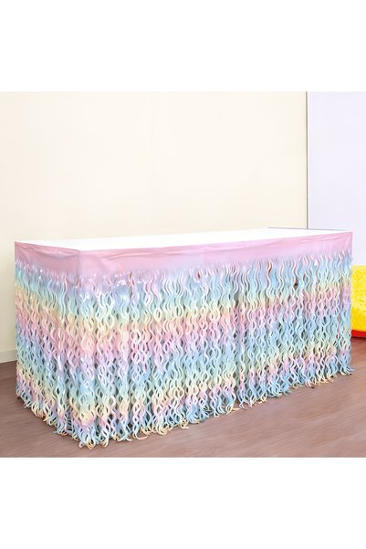 Choice Macaron Color-1PCS 1PCS Rainbow Gradient Wave Disposable Table Skirt, ...