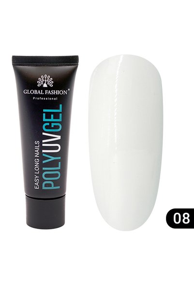 global fashion Poly UV Gel (Poly Gel) 30 g 08 (λευκό)
