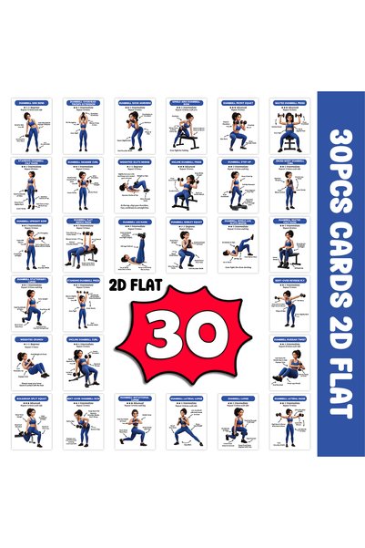 Choice 30pcs 30pcs Dumbbell Fitness Instruction Cards,Step/Repetition Guidanc...