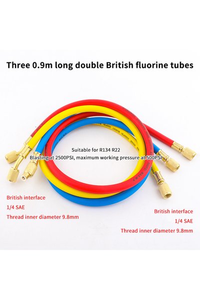 Choice 90CM 【R410A 1/4'' SAE Charging Hose Set 500 PSI For Air Condition Refr...