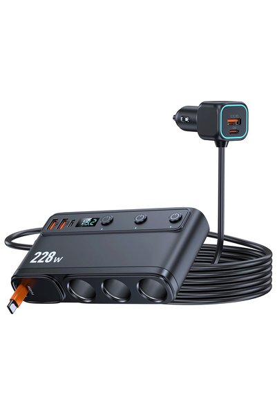 Choice 228W 228W 9 in 1 Car Charger Adapter with Independent Switches 12V 24V...
