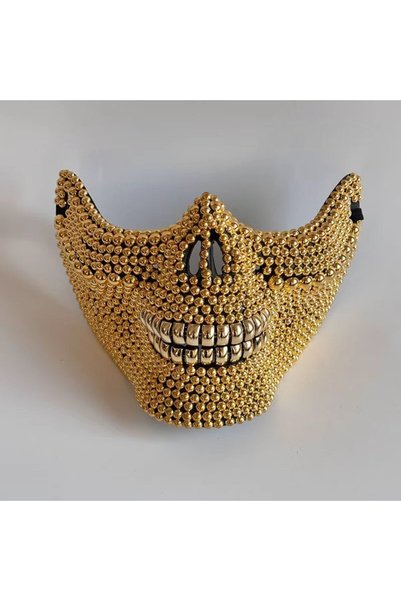 Choice Gold New Ghost Rider Mask Handmade DIY Pearl Carnival Party Mask, Horr...
