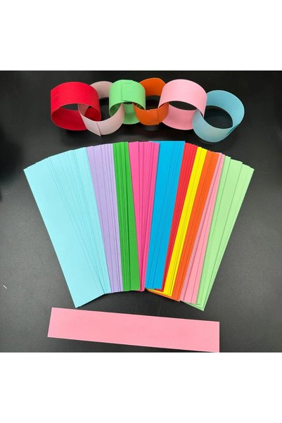 Choice L B-4x21.5cm 100pcs 100pcs/set Colorful Paper Chain Garland Strips wit...