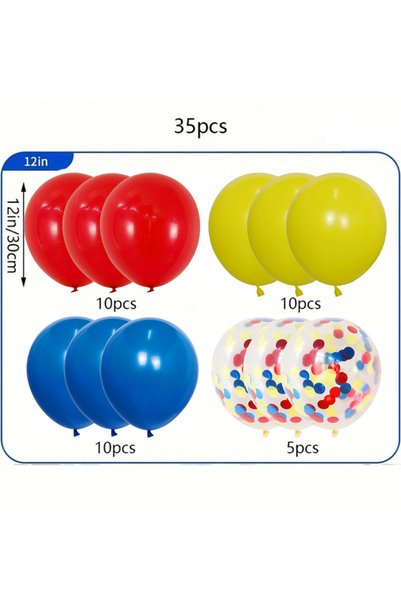 Choice 12INCH 1 35Pcs 12 Inch Red Yellow Blue Latex Balloons, Thick Round Par...
