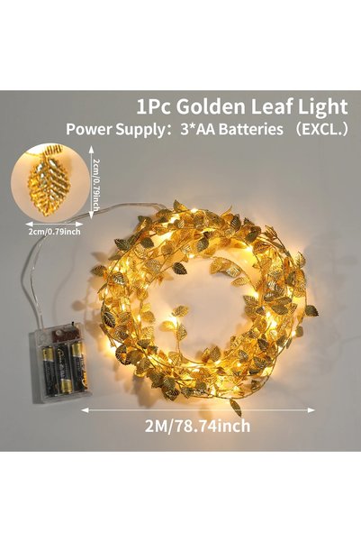 Choice 2M 20LED LED Golden Leaves String Light Battery-operated Garland For L...