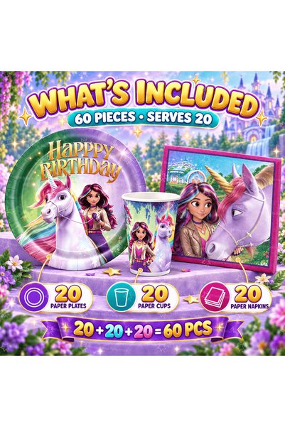 Choice 120pieces Tableware-Style-A Unicorn Academy Birthday Decoration Party ...