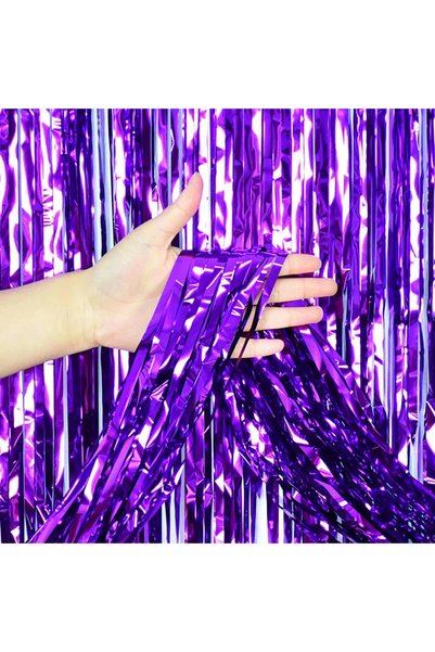 Choice 4pack Purple 4/2 Pack 2M*1M Party Backdrop Metallic Foil Fringe Tinsel...