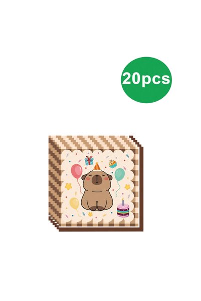 Choice 20pcs napkin Capybara Birthday Decorative Cutlery Set, Includes Plate ...