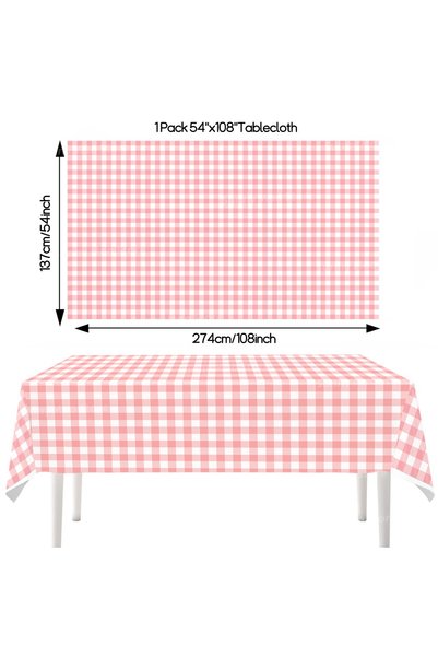 Choice 1PC Pink 1/2/3Pc Disposable Gingham Checkered Tablecloth Waterproof Re...