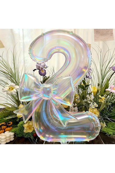 Choice Other 2 Number 0-9 Foil Balloons Large Iridescent Transparent with 24-...