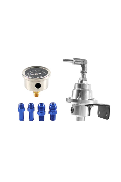 Choice Silver Adjustable Fuel Pressure Regulator with Gauge Kit Aluminum Vehi...