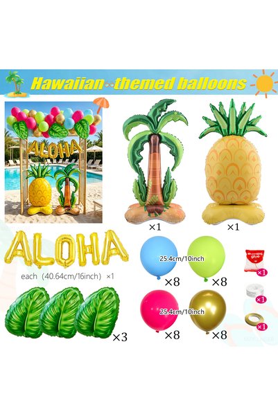 Choice Other Style 1 Vertical Pineapple Balloon and Coconut Tree Balloon Gold...