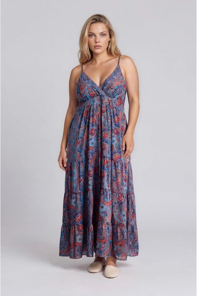 Marilyn Boutique Φόρεμα Αμάνικο Εμπριμέ Χρυσές Λέπτομέρειες