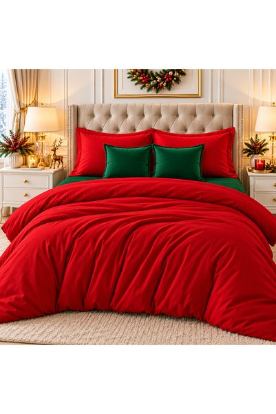Liz Line Set lenjerie de pat king size, sase piese, cearceaf 250x240cm, din b...