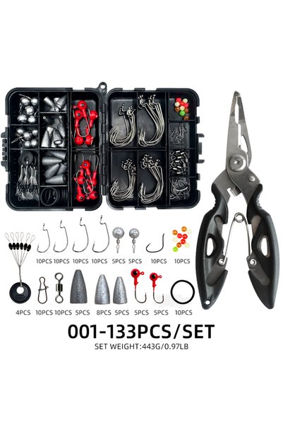 Choice 001-133pcs ShareShark 132Pcs Texas Fishing Tackle Set High-Carbon Stee...