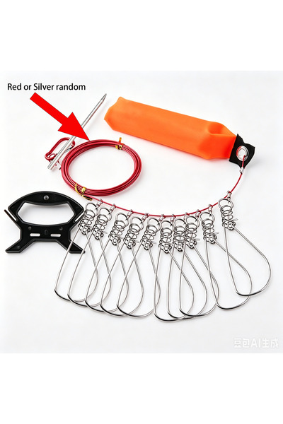 Choice D 10PCS Lock 5M Fish Buckle Lock Wire Rope Steel Large Live Fish Buckl...