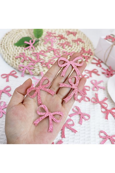 Choice 100pcs 100pcs Pink & White Glitter Bow Confetti - for Birthday Party D...