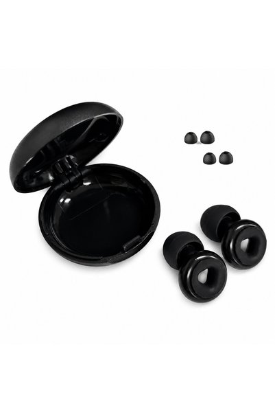 Choice Black Plated Sleep Earplugs With Case and 2 Size Replaceable Ear Caps ...