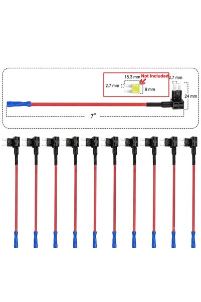 Kebidumei Micro 2 - 10pcs 10PCS 12V MINI SMALL MEDIUM Size Car Fuse Holder Ad...