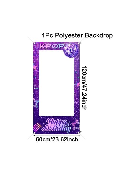 Choice 919 Purple Kpop Birthday Photo Booth Backdrop Polyester Disco Ball Pat...