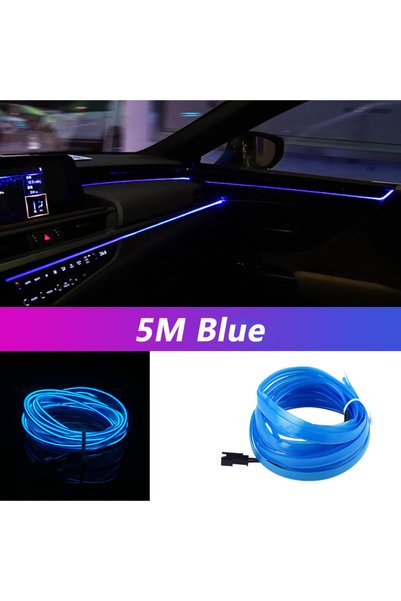 Choice Blue 5M Car Interior LED Strip Light Flexible Neon EL Wiring Ambient L...