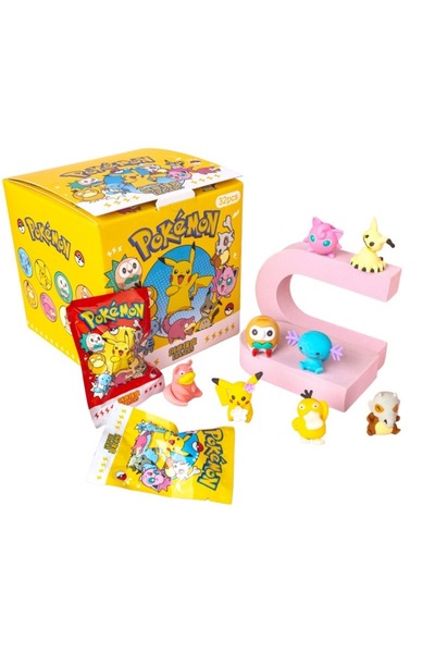 BANDAI Random 20Pcs Kawaii Pokemon 3D Eraser Blind Box Pikachu Anime Figure R...