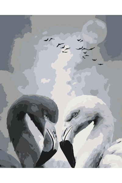 Painting-numbers Set pictura pe numere Iubire la flamingo 3413, panza pe rama...