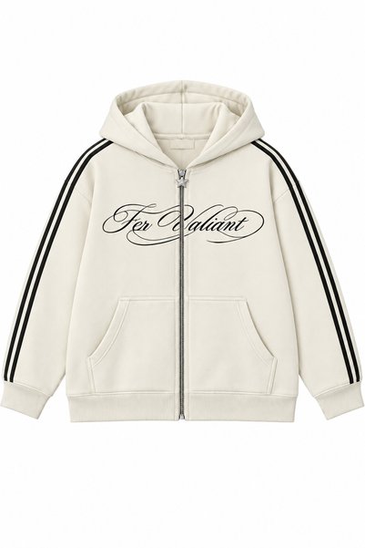 Fer Valiant Unisex Striped Oversized Hooded Cardigan with Zipper