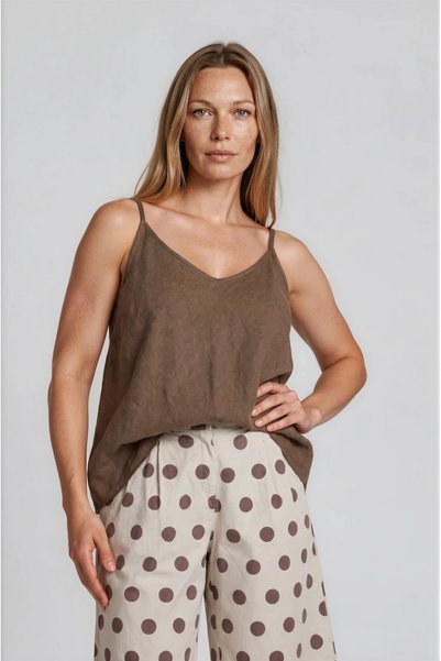 Marilyn Boutique Τοπ Τιραντάκι Λινό Μονόχρωμο