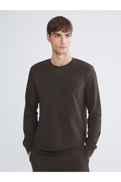 LC Waikiki LCWAIKIKI Classic Brown 2-Thread Printed Loose & Baggy Men's Sweat...