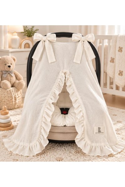 Pedimu 4-Layer Muslin Stroller Cover and Stroller Cushion 2-Piece Set 110x80 ...