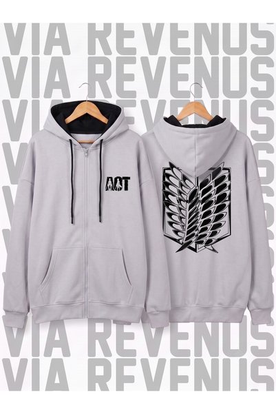 Vordevia Attack on Titan Front and Back Printed Unisex Zippered Hooded Sweats...