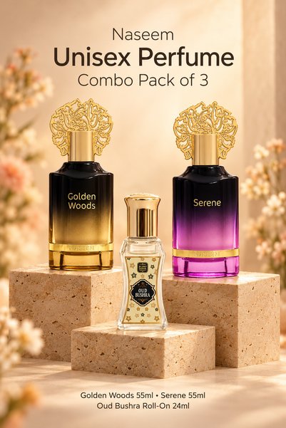 Naseem Special Combo Unisex Perfume Pack of 3 – Golden Woods Aqua Parfum 55ml...