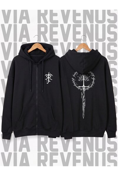 Vordevia Lord of the Rings Unisex Front Zippered Hooded Cardigan with Front a...