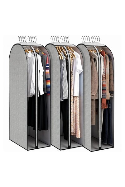 TIKHOME 3 Pcs 10" Gusseted Garment Bags,40"PEVA Moth-Proof Breathable Dust Co...