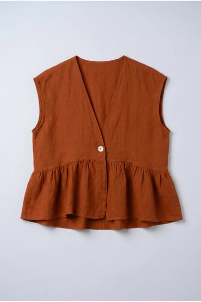 Marilyn Boutique Γιλέκο Λινό Βολάν Τελείωμα