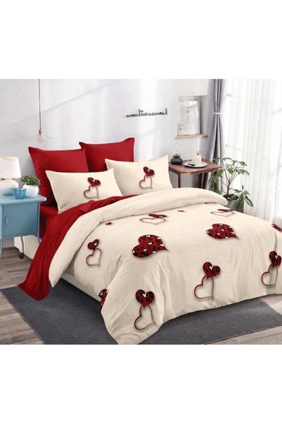 Angel home textiles Bed Linen, Finet, 6 pieces, 2 people, 230x250cm, Heart Pr...