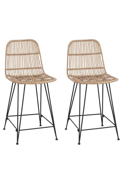 vidaxl Scaun de bar 2 buc. 44 x 54 x 96 cm Rattan și oțel