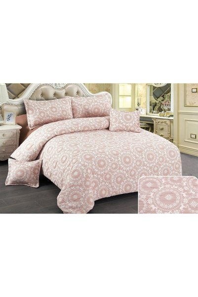 East Comfort Double Bed Linen, Satin Crepe Cotton, Elegant Abstract, 6 Pieces...