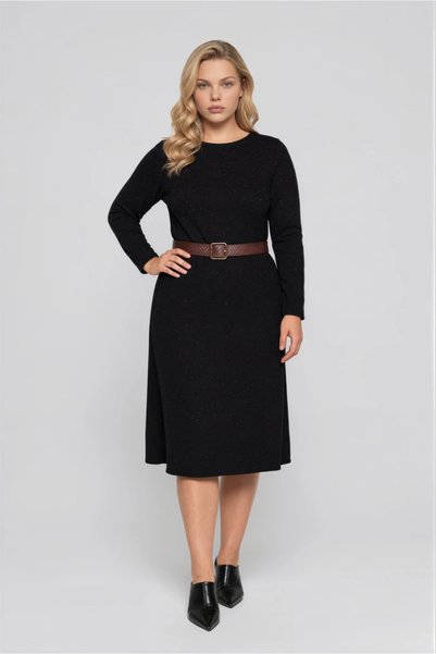 Marilyn Boutique Φόρεμα Lurex με Δερματίνη Ζώνη