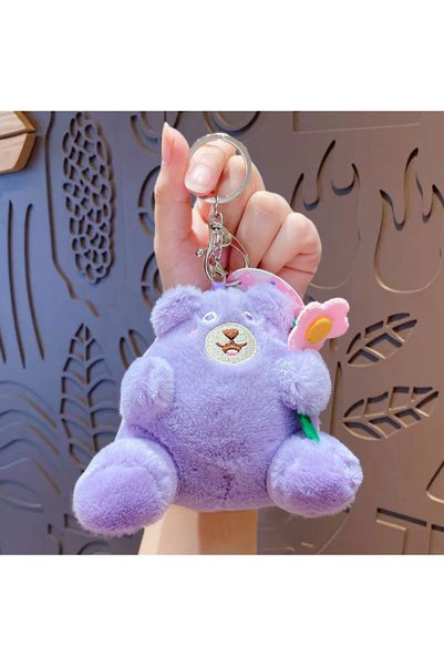 Generic Creative flower bear doll key chain cartoon plush doll couple car bag...