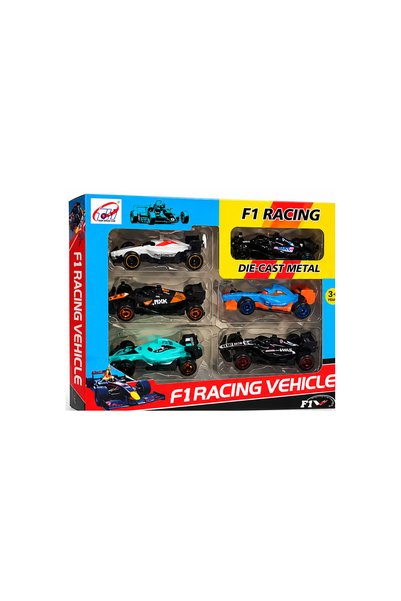 Generic Brand Set 6 Mașinuțe Metalice de Curse F1 Racing, Tip Formula 1, Die-...