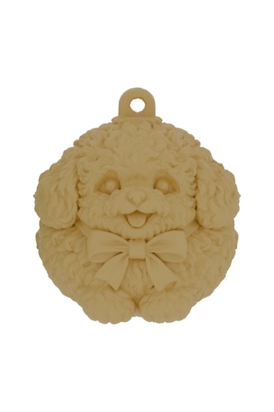 OEM Glob de Crăciun Bichon pufos cu fundiță, 6 cm, set 3 globuri