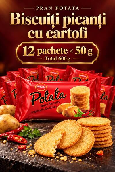 pran Potata – Biscuiți picanți cu cartofi, 12 pachete × 50 g, 600 g