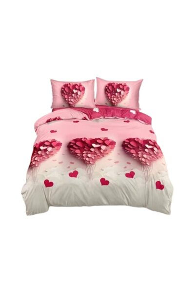Johny Home Pucioasa Bed linen, 2 persons, 4 pieces, 240x250 cm, Heart print
